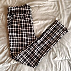 Black and white plaid dressy zipper pocket leggings